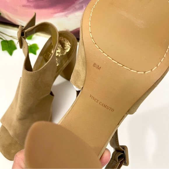 Vince Camuto Crebellan Block Heel Suede Sandal in Tan Size 8.5 - Picture 13 of 15